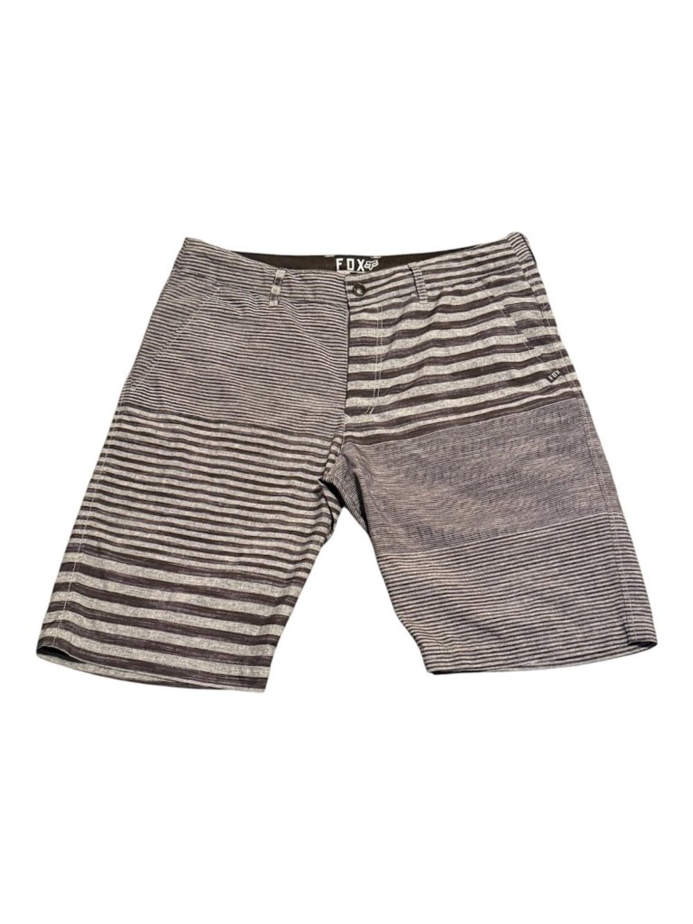 Fox Racing Men's Striped Board Shorts Trunks Sz: 33 Gray Black Check Desc